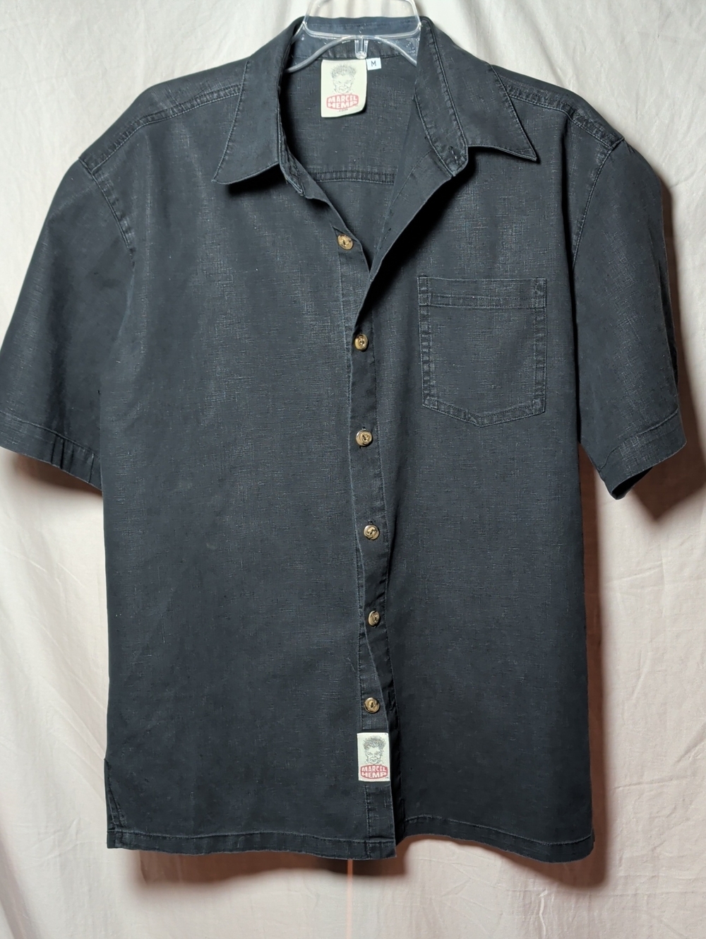 Black Short-Sleeve Casual Button-Down Shirt Weekend All Occasion Event Wear